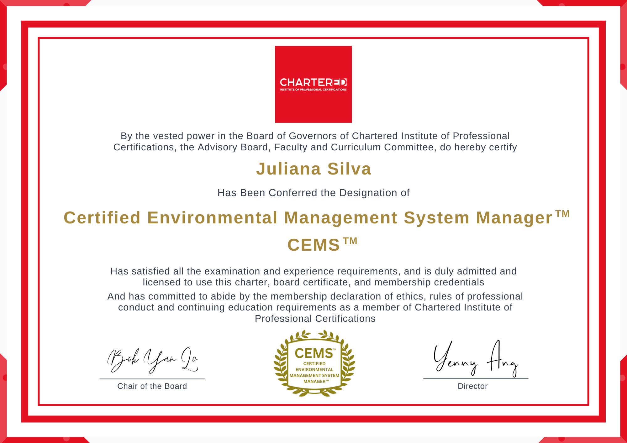 Environmental Compliance Certification